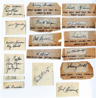 1910s-1920s Vintage Signed Cut Collection with 22 Signatures With Chuck Klein